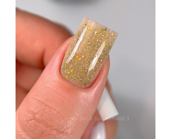 Зображення 2 Камуфлююча база для нігтів з блискітками Saga Professional Sugar Base №03, 10 мл, Об'єм (мл, г): 10, Колір: 03