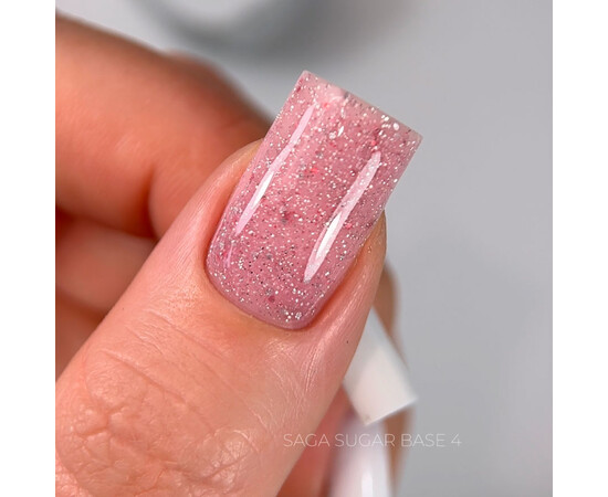 Зображення 2 Камуфлююча база для нігтів з блискітками Saga Professional Sugar Base №04, 10 мл, Об'єм (мл, г): 10, Колір: 04