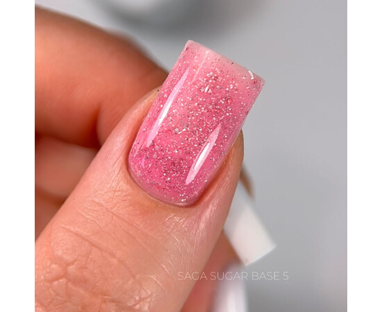 Зображення 2 Камуфлююча база для нігтів з блискітками Saga Professional Sugar Base №05, 10 мл, Об'єм (мл, г): 10, Колір: 05