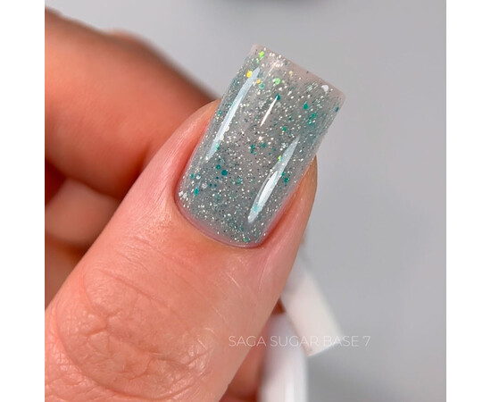 Зображення 2 Камуфлююча база для нігтів з блискітками Saga Professional Sugar Base №07, 10 мл, Об'єм (мл, г): 10, Колір: 07