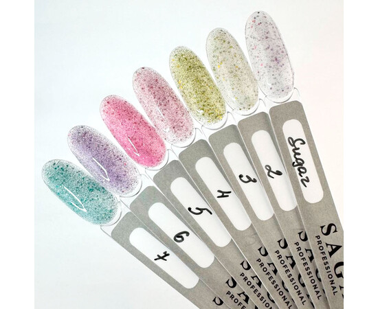 Изображение 3 Камуфлирующая база для ногтей с блестками Saga Professional Sugar Base №06, 10 мл, Объем (мл, г): 10, Цвет: 06