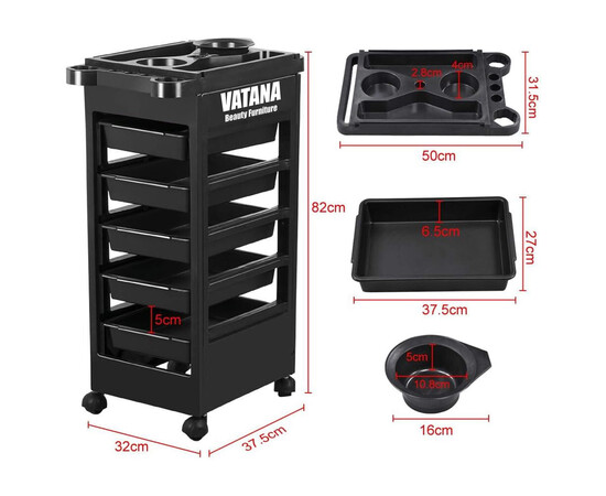 Зображення 4 Візок перукарський для салонів краси на 5 робочих відділеннь Vatana 578-006