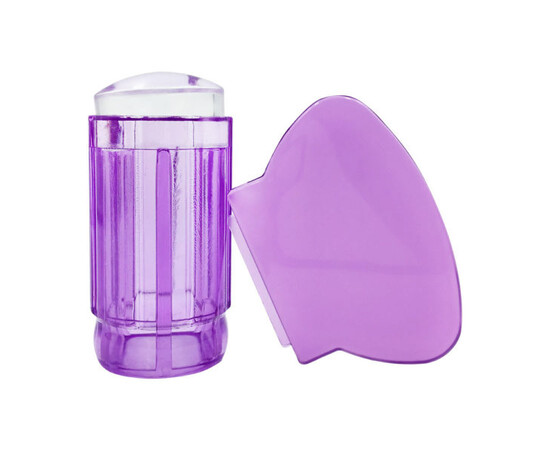 Зображення 2 Набір для стемпінгу штамп силіконовий 2.8 см + скрапер, фіолетовий