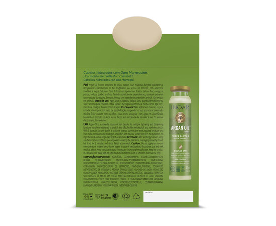 Зображення 5 Ампула-інтенсив для відновлення та блиску волосся, Inoar Argan Oil Ampola , 45 мл
