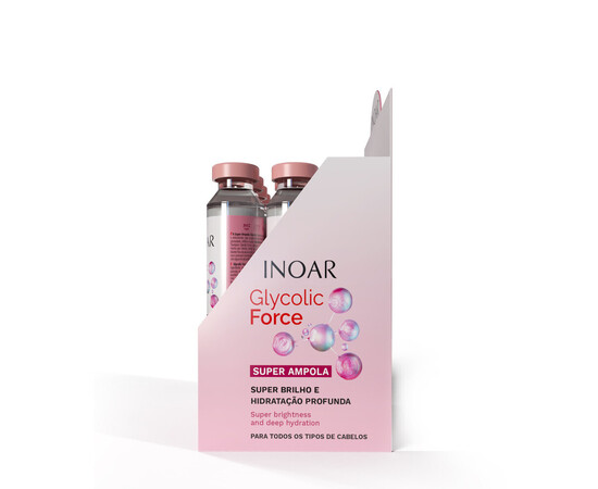 Зображення 4 Ампула інтенсивне відновлення для волосся Inoar Glycolic Force Ampoule , 45 мл
