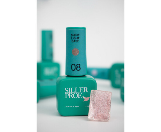 Изображение 4 База для гель-лака с шиммером Siller Shine Light Base №08, 15 мл, Объем (мл, г): 15, Цвет: 08