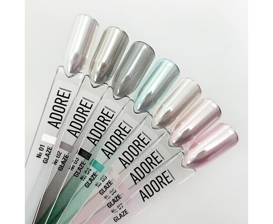 Зображення 3 Втирка для дизайну нігтів Adore Professional Glaze Powder №02, 0.5 г, Об'єм (мл, г): 0.5, Колір: 02