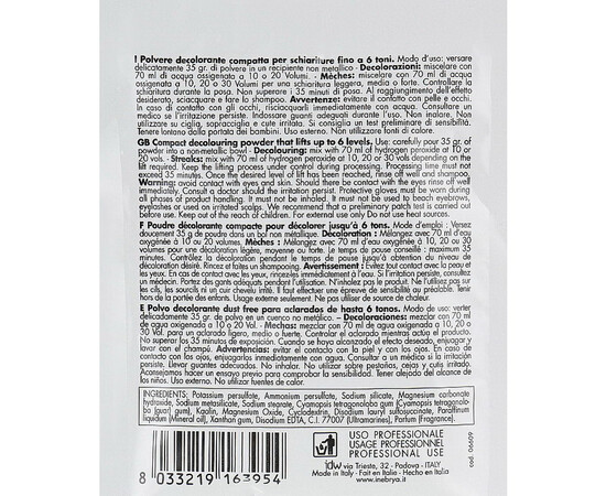 Зображення 2 Знебарвлювальний порошок для волосся синій Inebrya Bleaching Powder Blue 6 Tones, 35 г