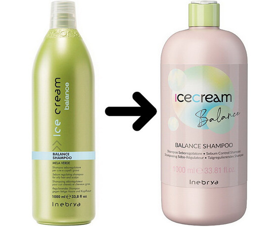 Зображення 2 Шампунь для жирної шкіри голови Inebrya Ice Cream Balance Shampoo, 1000 мл, Об'єм (мл, г): 1000