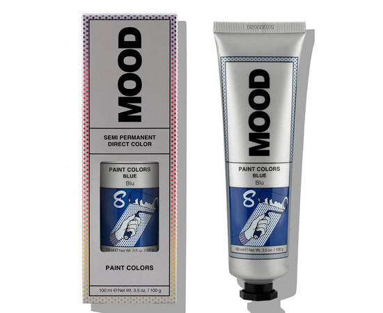 Зображення  Напівперманентна фарба для яскравих відтінків волосся Mood Paint Colors Blue 8 синiй, 100 мл, Об'єм (мл, г): 100, Колір: 8 Blue