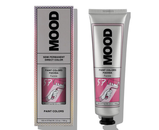 Изображение  Полуперманентная краска для ярких оттенков волос Mood Paint Colors Fuchsia 57 фуксия, 100 мл, Объем (мл, г): 100, Цвет: 57 Fuchsia