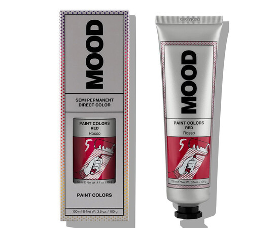 Зображення  Напівперманентна фарба для яскравих відтінків волосся Mood Paint Colors Red 5 червоний, 100 мл, Об'єм (мл, г): 100, Колір: 5 Red