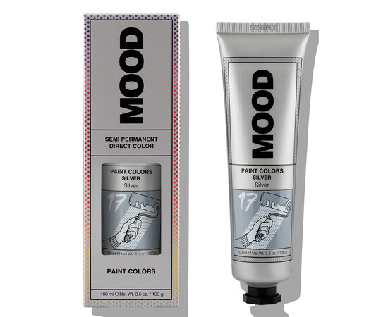 Зображення  Напівперманентна фарба для яскравих відтінків волосся Mood Paint Colors Silver 17 срiбло, 100 мл, Об'єм (мл, г): 100, Колір: 17 Silver