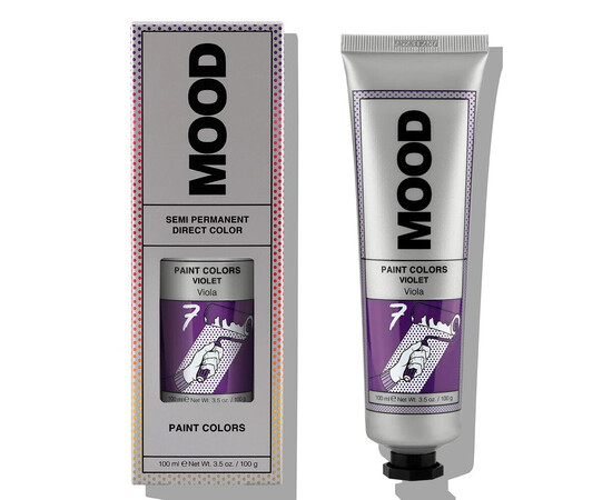 Зображення  Напівперманентна фарба для яскравих відтінків волосся Mood Paint Colors Violet 7 фiолет, 100 мл, Об'єм (мл, г): 100, Колір: 7 Violet