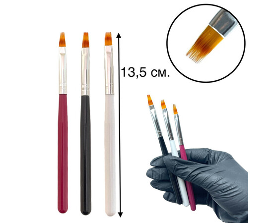 Зображення 2 Пензлі для дизайну нігтів ( омбре, градієнта ) , 3 шт. / упаковка