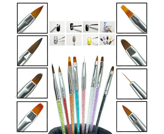 Зображення 8 Набір пензлів дня манікюру, 8 шт.