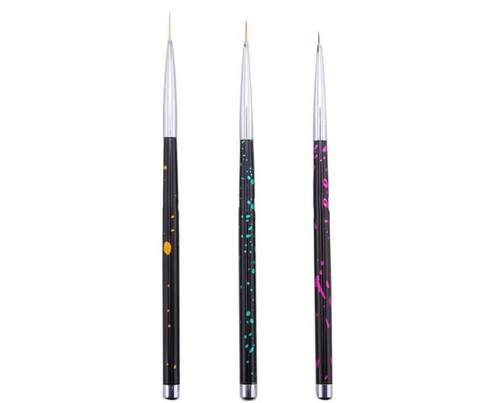 Зображення 2 Набір тонких пензлів 3в1 для малювання та дизайну нігтів, 3шт./уп.