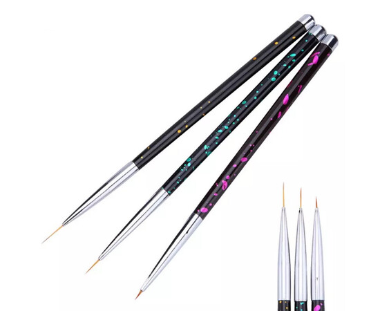 Зображення 4 Набір тонких пензлів 3в1 для малювання та дизайну нігтів, 3шт./уп.