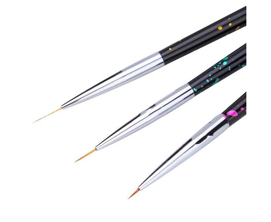 Зображення 5 Набір тонких пензлів 3в1 для малювання та дизайну нігтів, 3шт./уп.