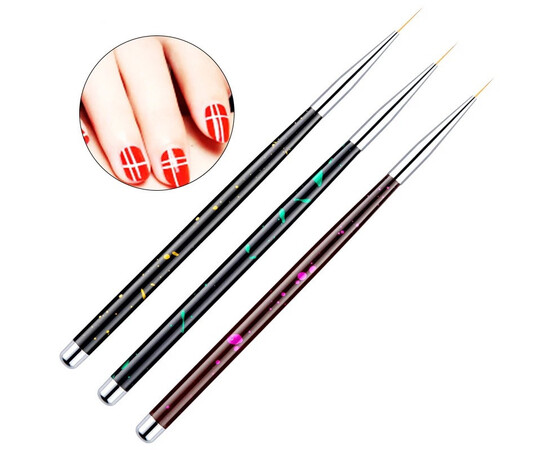 Зображення 9 Набір тонких пензлів 3в1 для малювання та дизайну нігтів, 3шт./уп.