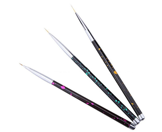 Зображення 3 Набір тонких пензлів 3в1 для малювання та дизайну нігтів, 3шт./уп.