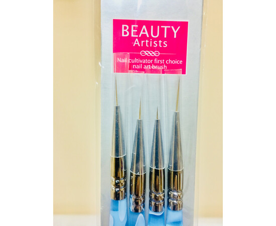 Зображення 4 Набір тонких пензлів для розпису нігтів, 4 шт./уп. Мармуровий блакитний