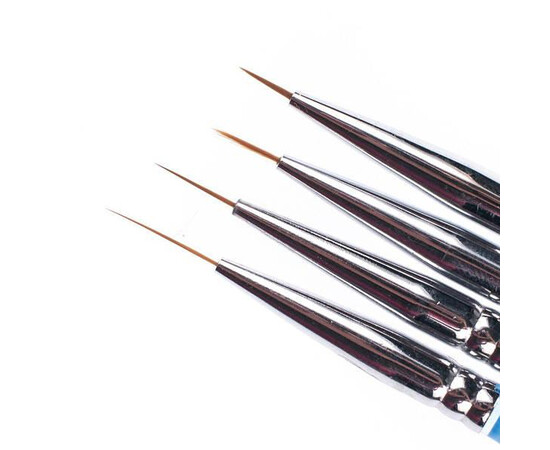 Зображення 2 Набір тонких пензлів для розпису нігтів, 4 шт./уп. Мармуровий блакитний