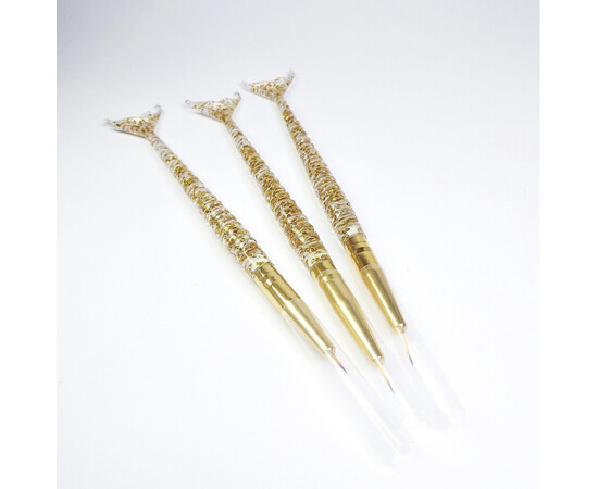 Зображення 6 Набір тонких пензликів "Рибка" для малювання дрібних та мілких деталей на нігтях, 3 шт./уп.