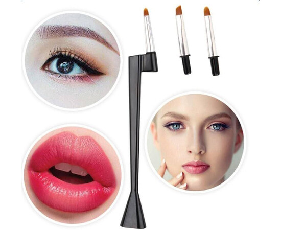 Зображення 2 Багатофункціональний пензель 3в1 Cailyn зі змінними наконечниками - для гелю, нігтів, макіяжу