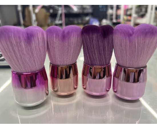 Зображення 3 Щітка для видалення пилу з нігтів бочечка, фіолетовий з бежевою ручкою