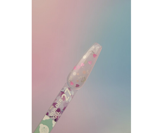 Зображення 2 Гель для нарощування You Are Cute Builder Gel 27 з декором напівпрозорий молочний, 15 мл, Об'єм (мл, г): 15, Колір: 27