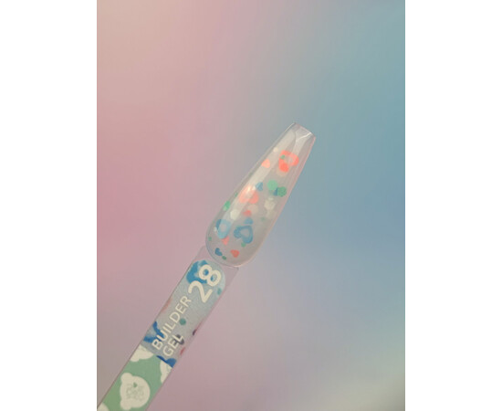 Зображення 2 Гель для нарощування You Are Cute Builder Gel 28 з декором напівпрозорий молочний кисіль, 15 мл, Об'єм (мл, г): 15, Колір: 28