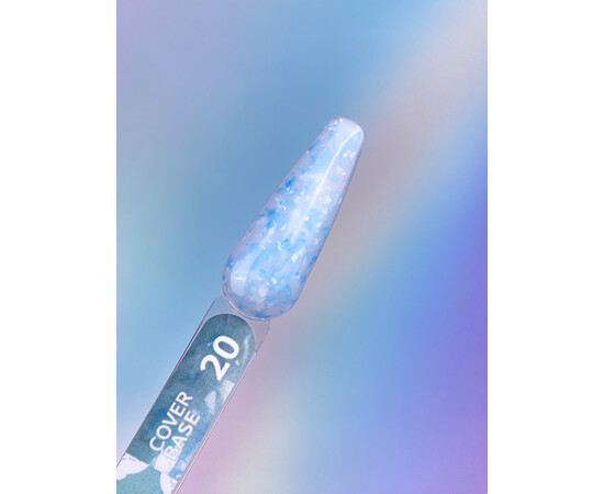 Зображення 2 База камуфлююча You Are Cute Cover Base 20 напівпрозорий молочний з білими і блакитними пластівцями поталі, 5 мл, Об'єм (мл, г): 5, Колір: 20