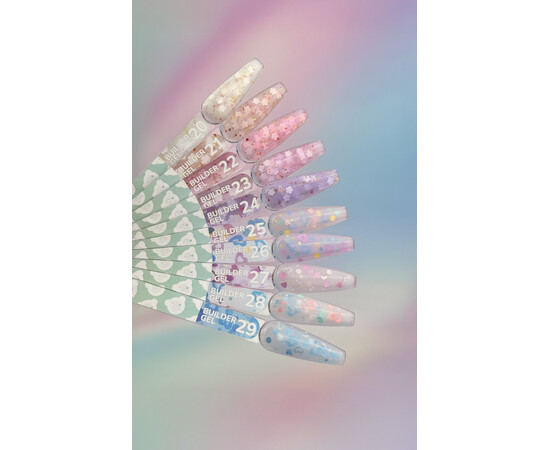 Зображення 5 Гель для нарощування You Are Cute Builder Gel 28 з декором напівпрозорий молочний кисіль, 15 мл, Об'єм (мл, г): 15, Колір: 28