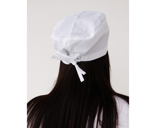 Зображення 3 Медична класична шапочка на зав'язках біла (Cotton «Elegance»), "БІЛИЙ ХАЛАТ" 483-324-949