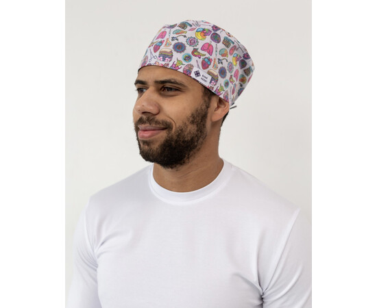 Зображення 3 Медична класична шапочка на зав'язках з принтом Biology, "БІЛИЙ ХАЛАТ" 449-417-959, Цвет: biology