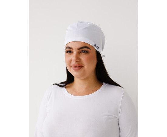 Зображення 2 Медична класична шапочка на зав'язках біла (Cotton «Elegance»), "БІЛИЙ ХАЛАТ" 483-324-949