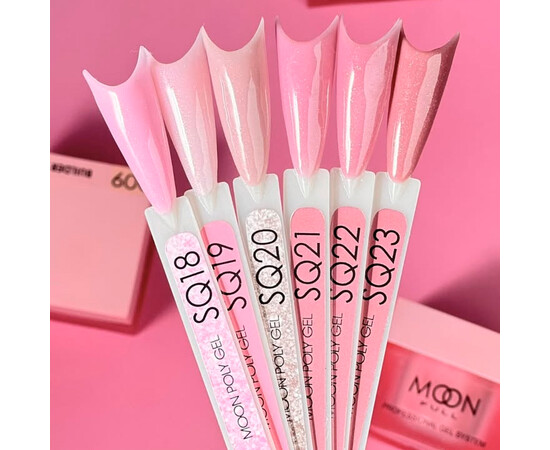Изображение 3 Полигель для наращивания ногтей Moon Full Poly Gel SQ22 розовый сияющий перламутр, 30 мл, Объем (мл, г): 30, Цвет: SQ22