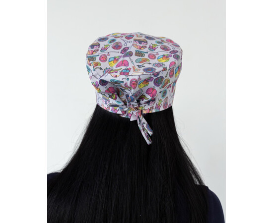 Зображення 4 Медична класична шапочка на зав'язках з принтом Biology, "БІЛИЙ ХАЛАТ" 449-417-959, Цвет: biology