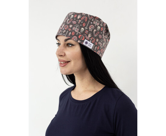 Изображение 2 Медицинская классическая шапочка на завязках с принтом Anatomy, "БЕЛЫЙ ХАЛАТ" 449-417-957, Цвет: anatomy