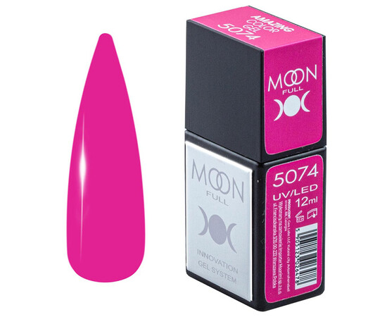 Зображення  Гель-лак Moon Full Amazing Color Gel polish 5074, 12 мл , Об'єм (мл, г): 12, Колір: 5074