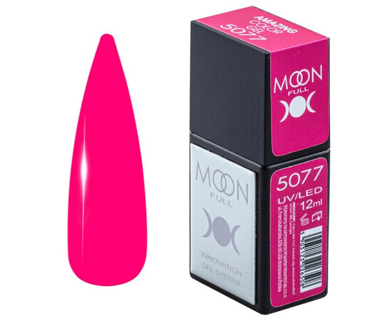Зображення  Гель-лак Moon Full Amazing Color Gel polish 5077, 12 мл , Об'єм (мл, г): 12, Колір: 5077