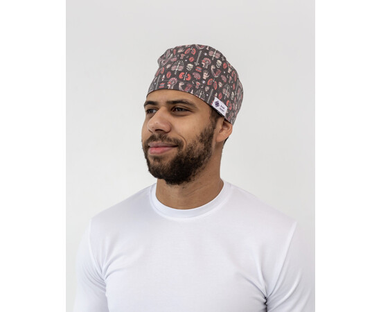 Изображение 3 Медицинская классическая шапочка на завязках с принтом Anatomy, "БЕЛЫЙ ХАЛАТ" 449-417-957, Цвет: anatomy