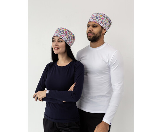 Зображення 2 Медична класична шапочка на зав'язках з принтом Biology, "БІЛИЙ ХАЛАТ" 449-417-959, Цвет: biology