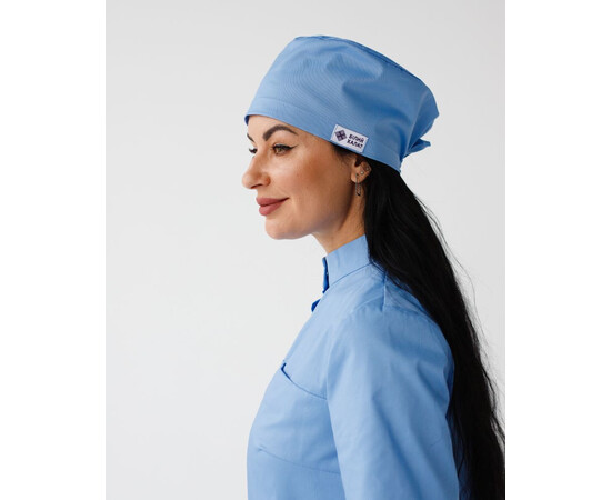 Зображення 2 Медична класична шапочка на зав'язках блакитна (Elitе Stretch), "БІЛИЙ ХАЛАТ" 449-333-704, Цвет: блакитний