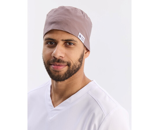 Изображение 3 Медицинская классическая шапочка на завязках какао (Elite Stretch), "БЕЛЫЙ ХАЛАТ" 449-521-704, Цвет: какао