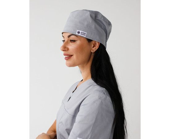 Изображение 2 Медицинская шапочка серая (Elite Stretch), "БЕЛЫЙ ХАЛАТ" 169-328-948, Цвет: серый