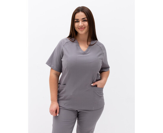 Зображення 2 Медичний хірургічний костюм жіночий Аризона сірий +SIZE р. 58, "БІЛИЙ ХАЛАТ" 505-328-924, Розмір: 58, Цвет: сірий