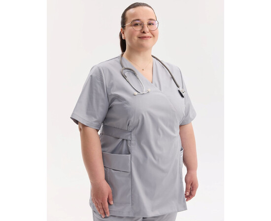 Изображение 2 Медицинский костюм женский Киото серый +SIZE р. 58, "БЕЛЫЙ ХАЛАТ" 571-328-679, Размер: 58, Цвет: серый