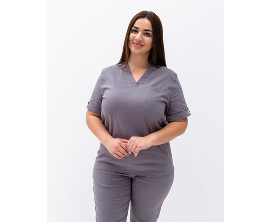 Зображення 4 Медичний хірургічний костюм жіночий Марсель сірий +SIZE р. 56, "БІЛИЙ ХАЛАТ" 499-328-708, Розмір: 56, Цвет: сірий